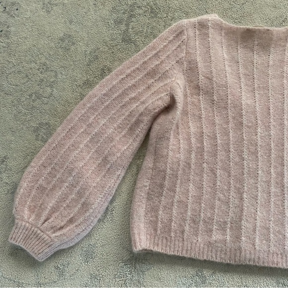 Sezane Antonetta Cardigan Sweater Jumper Powder Pink Merino Wool Mohair Medium - Picture 6 of 13